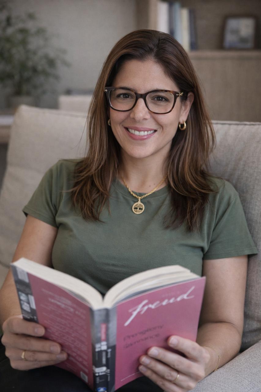 Mariana Matecki lendo um livro